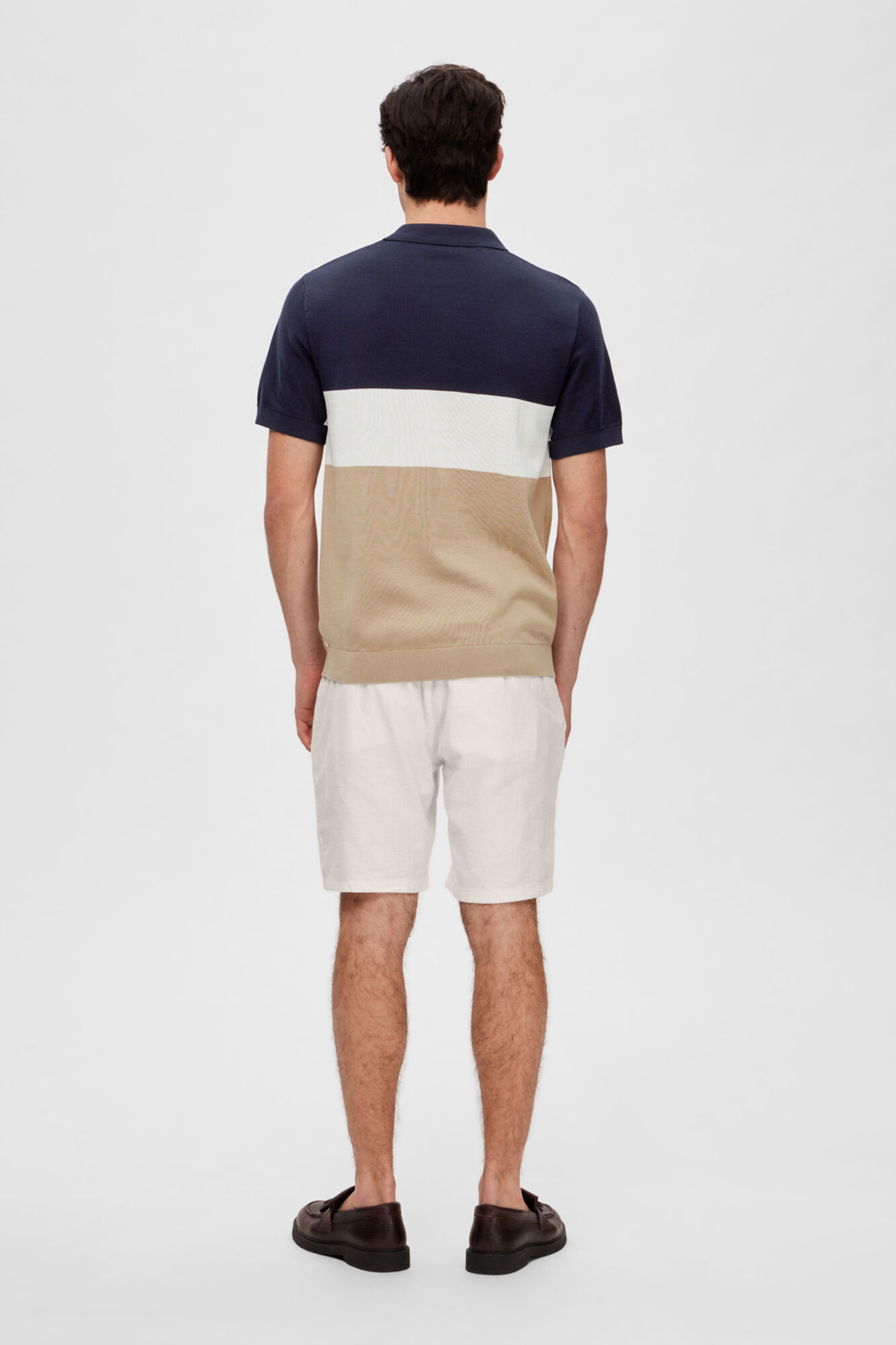 Camisa polo de manga curta em malha de algodão orgânico. - Cinza escuro