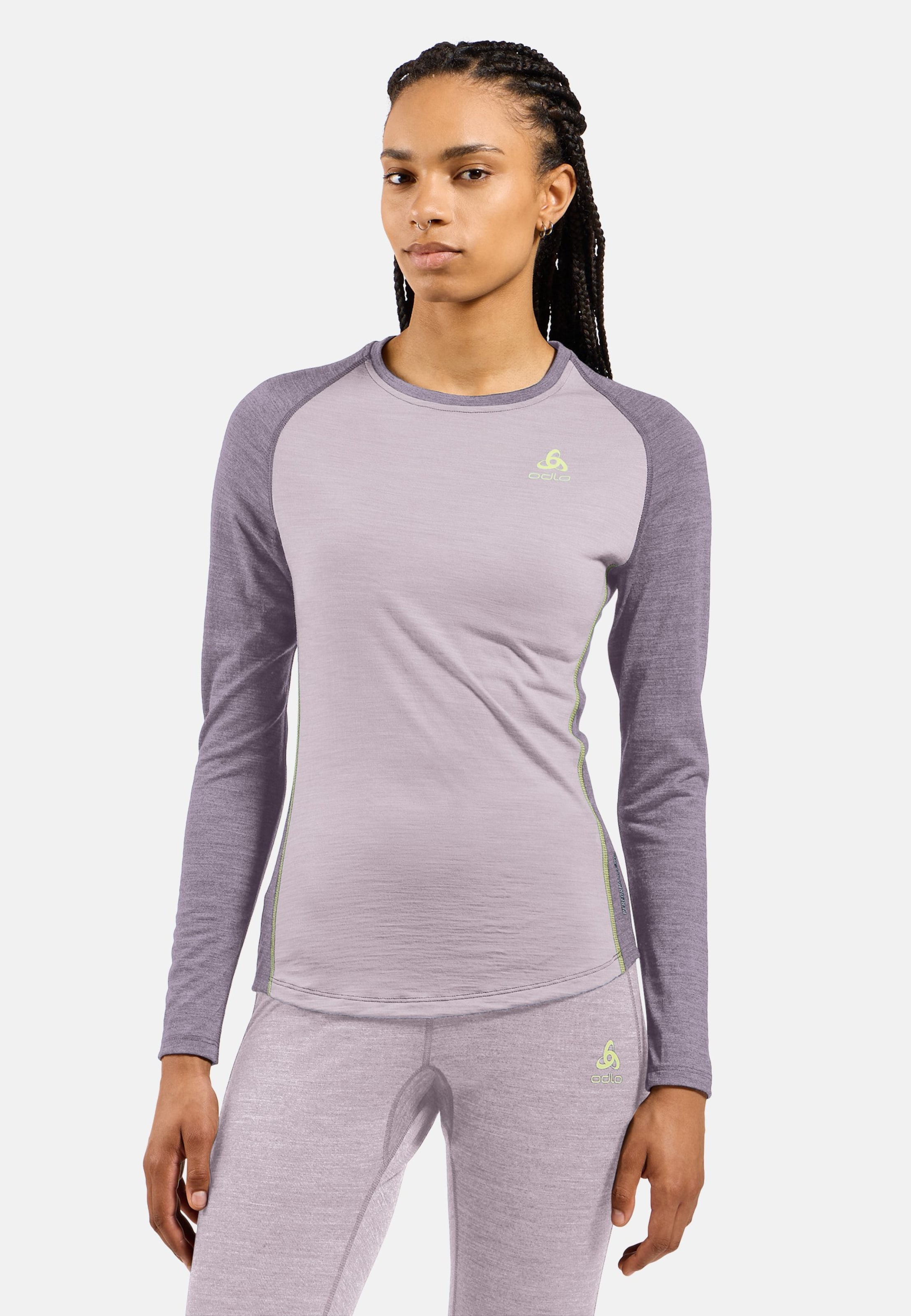 Natural Performance Wool 150 Base Layer Langarmshirt in misty lilac - gray ridge melange