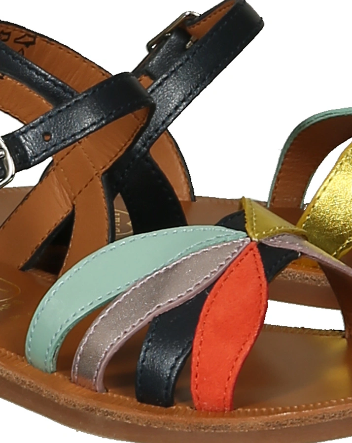 Leder-Sandalen PLAGETTE REVERSE in marine/bunt