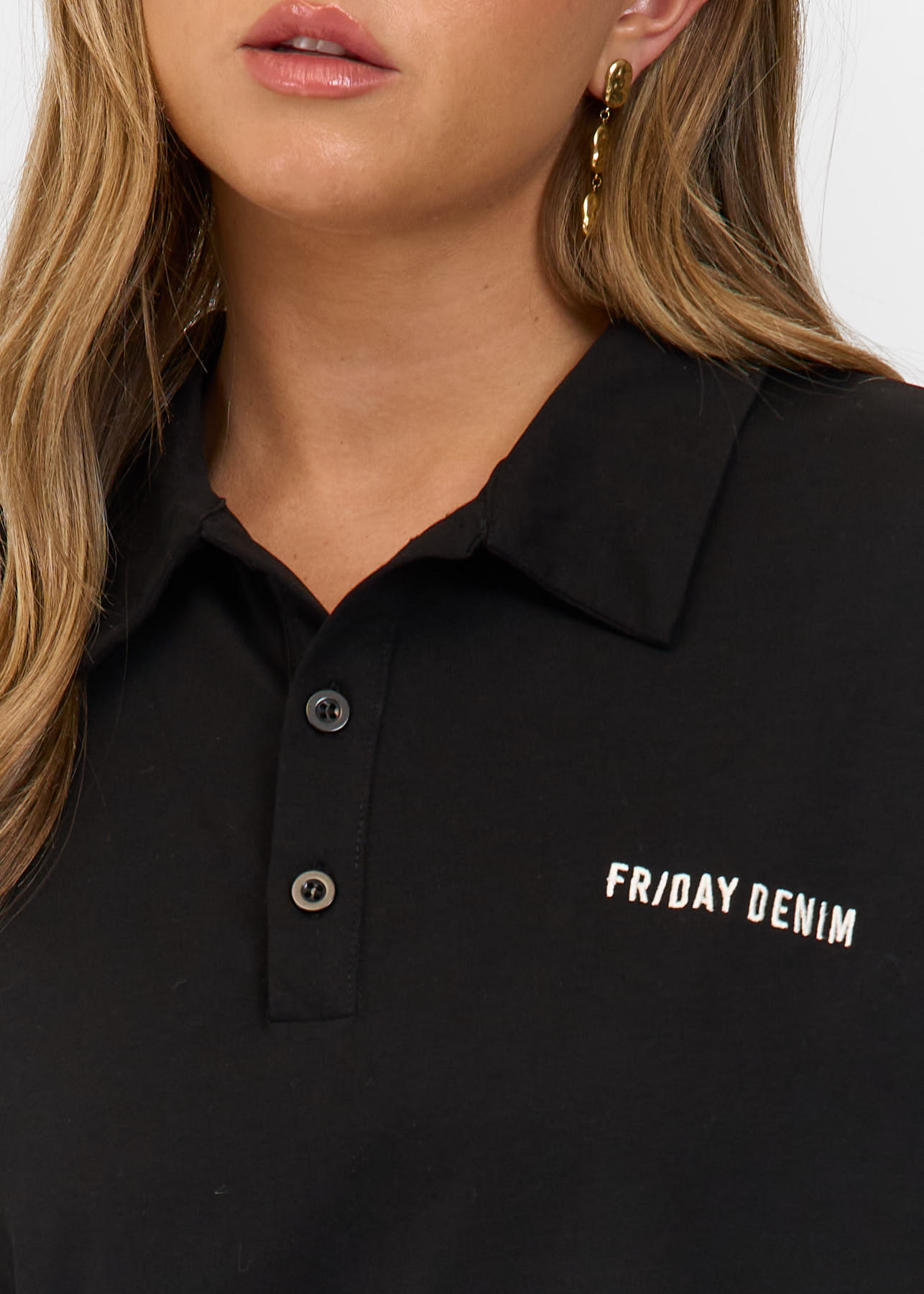Friday Denim oversized polo zwart