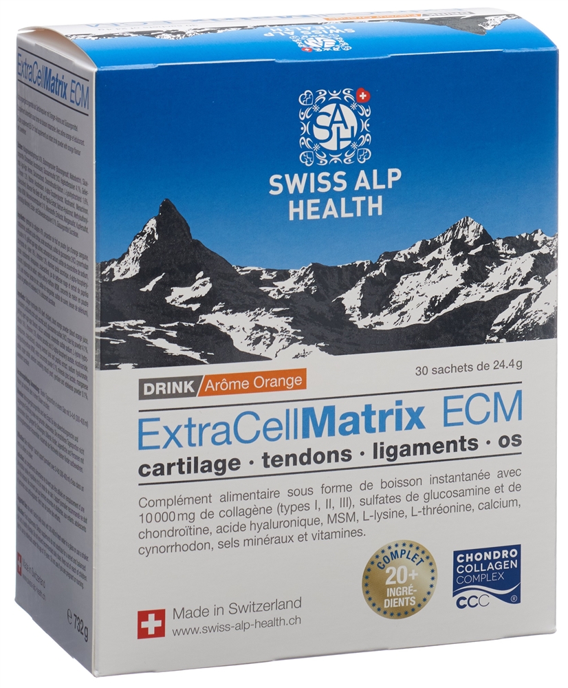 EXTRA CELL Matrix ECM Drink für Gelenke Knorpel Bänder Sehnen und Knochen<br>30 Stück, Beutel, Pulver, Aroma Orange