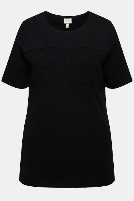 T-Shirt, Smokstreifen, Rundhals, Halbarm, Biobaumwolle