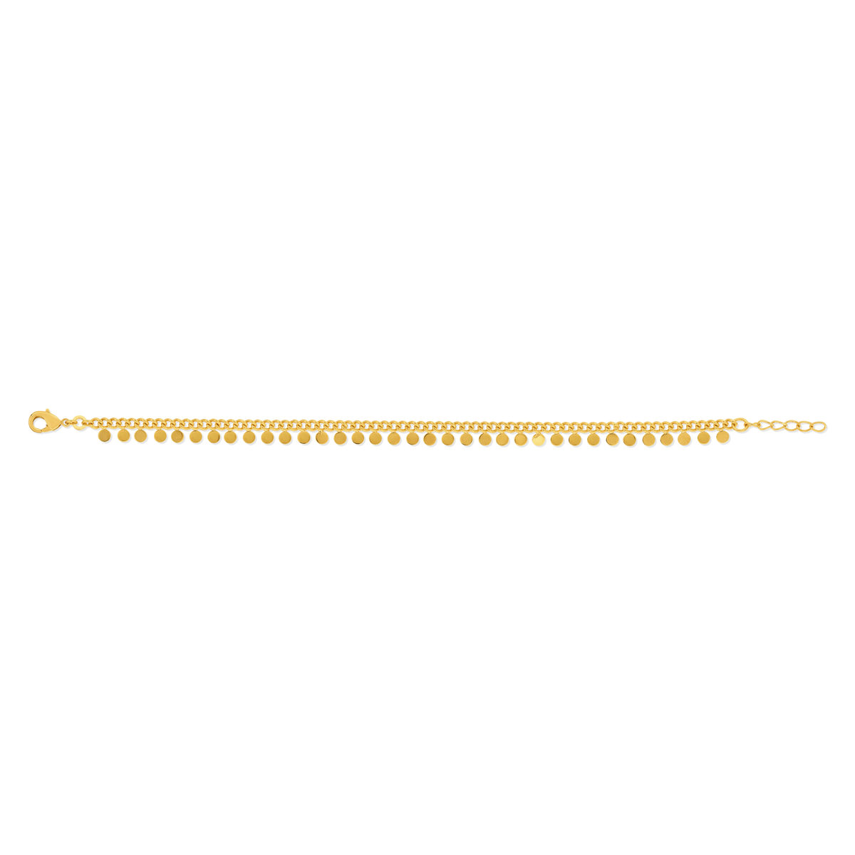 Bracelet plaqué or maille fantaisie pampilles 17,5 cm