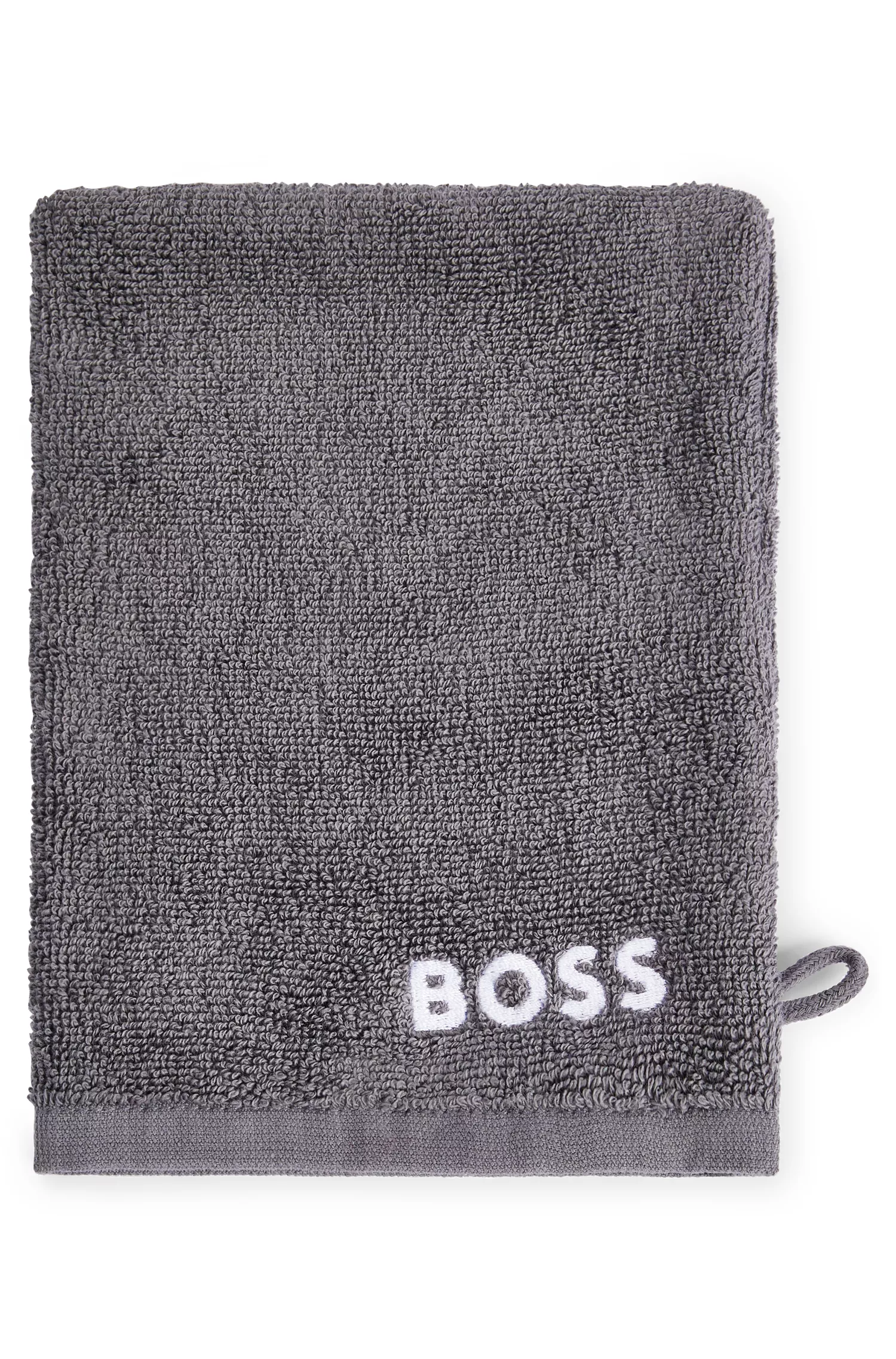 Luva de lavagem BOSS em algodão egípcio preto com logotipo contrastante