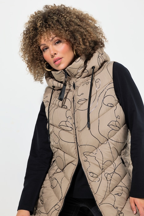 HYPRAR Long-Steppweste, Seiten-Zipper, Stehkragen, ärmellos