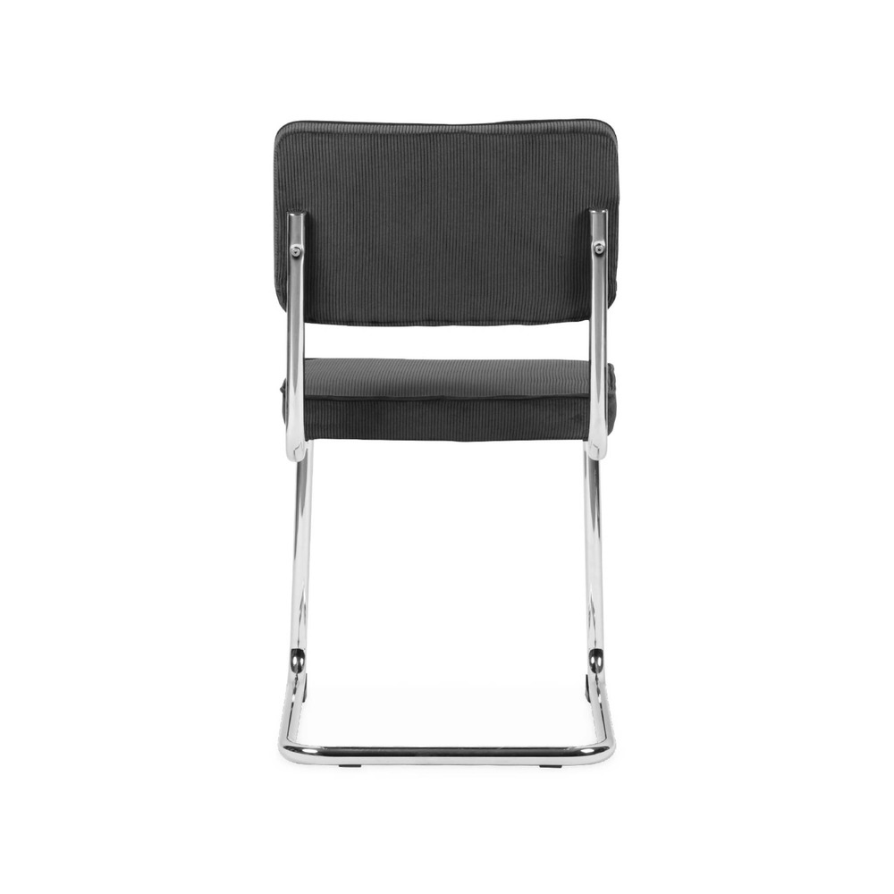 Lot de 2 chaises cantilever velours côtelé gris foncé l46 x p54.5x h84.5cm