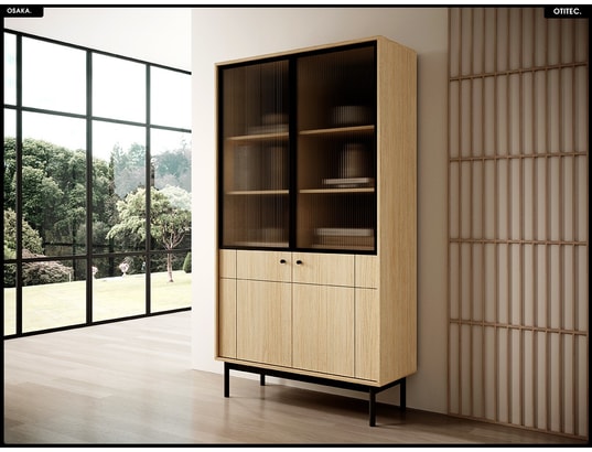 OTITEC - Vitrine Bibliothèque vitrée – l.104 x h.185 x p.39 cm – osaka - chên...