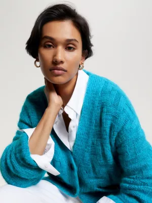 Cardigã oversized com decote em V e textura tonal