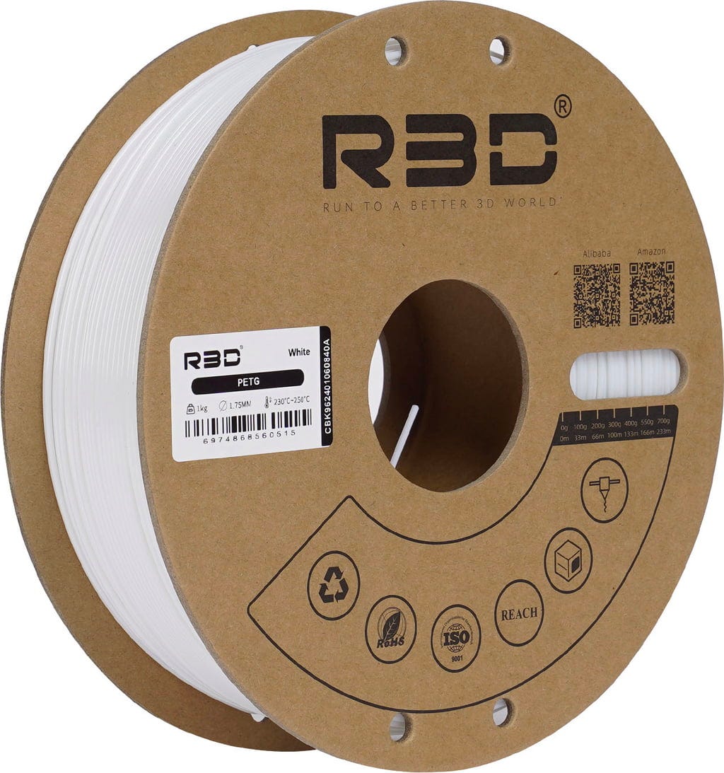 R3D  PETG White, 1.75 mm / 1000 g    Günstiges PETG-Filament in Weiß