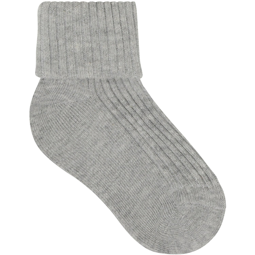 Køb Minymo Light Grey Melange Baby 2X2 Rib Strømpe 3-Pak