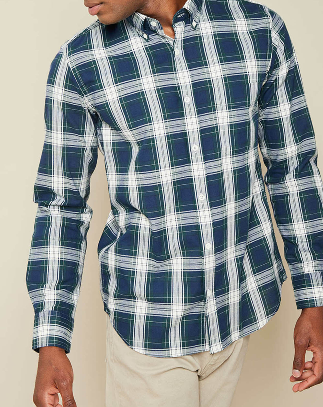 Hartford Chemise Slim Side carreaux marine/vert/craie