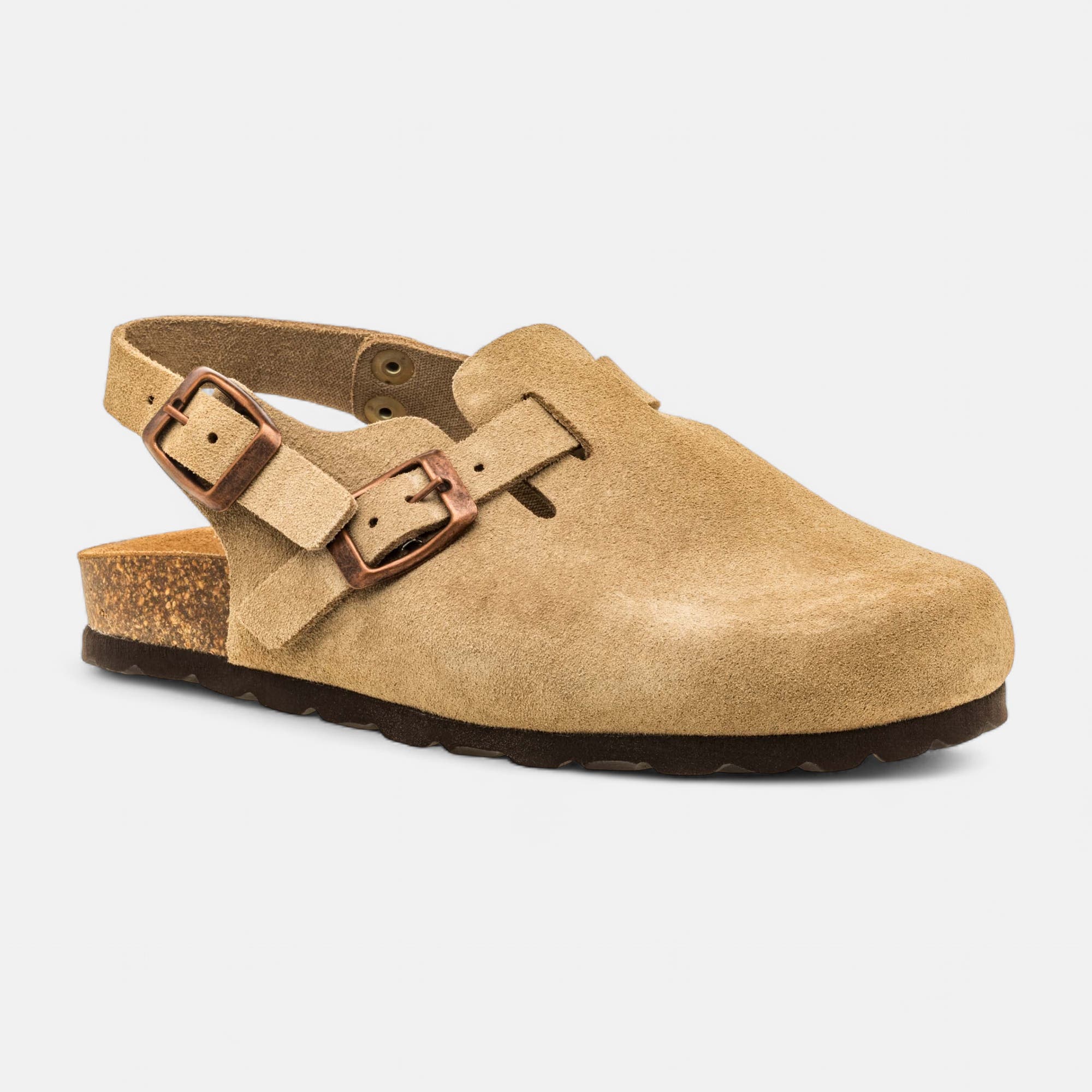 Mules semelle liège Garçon en cuir beige