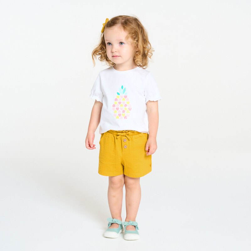Short coton fantaisie léger jaune bébé fille Jaune
