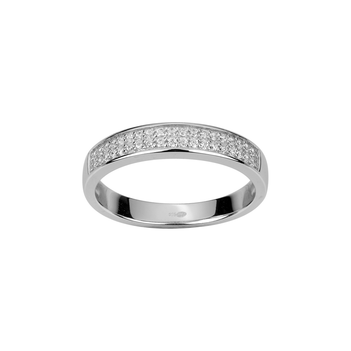 Alliance en Argent avec oxyde de zirconium blanc