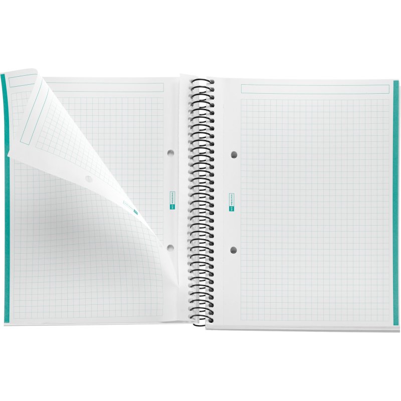 Notebook The Original, Couverture souple, A5, quadrillage 5x5 mm, 80 feuilles de 1 couleur, Miquelrius, Turquoise.