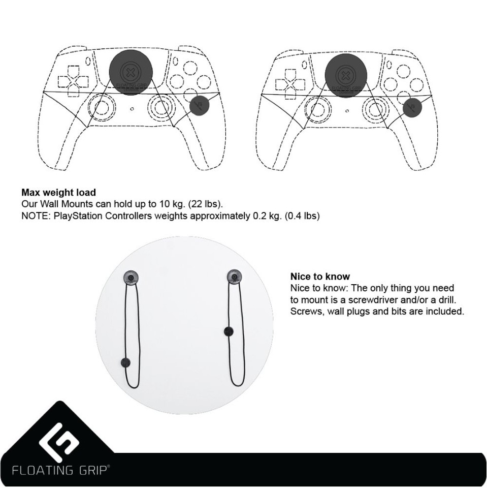 Floating Grip Playstation 5 Wall Mounts by Floating Grip - Black Bundle