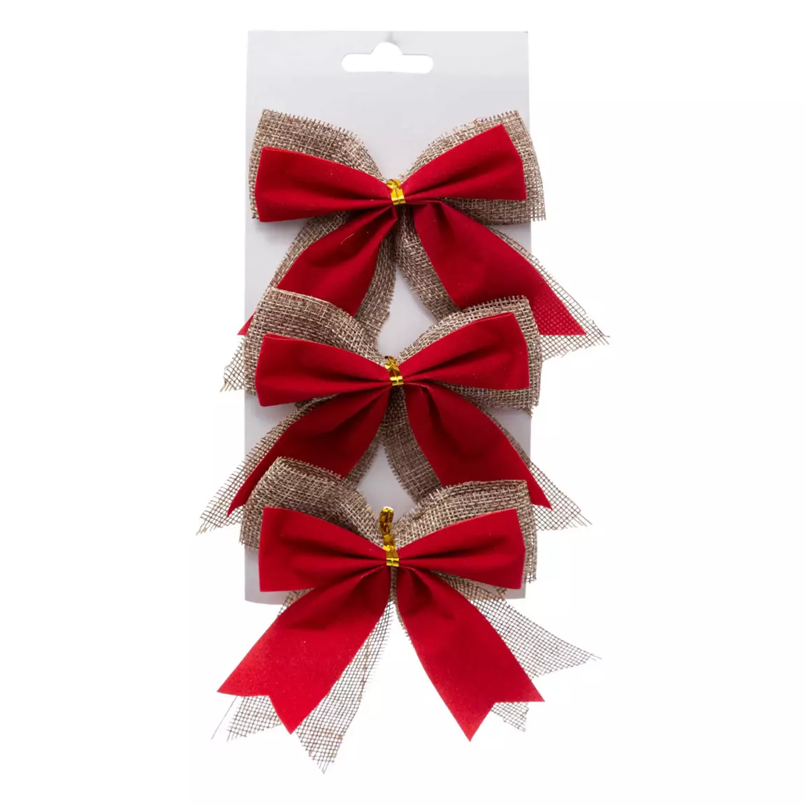 Lot de 3 nœuds (H12 cm) Jute Rouge