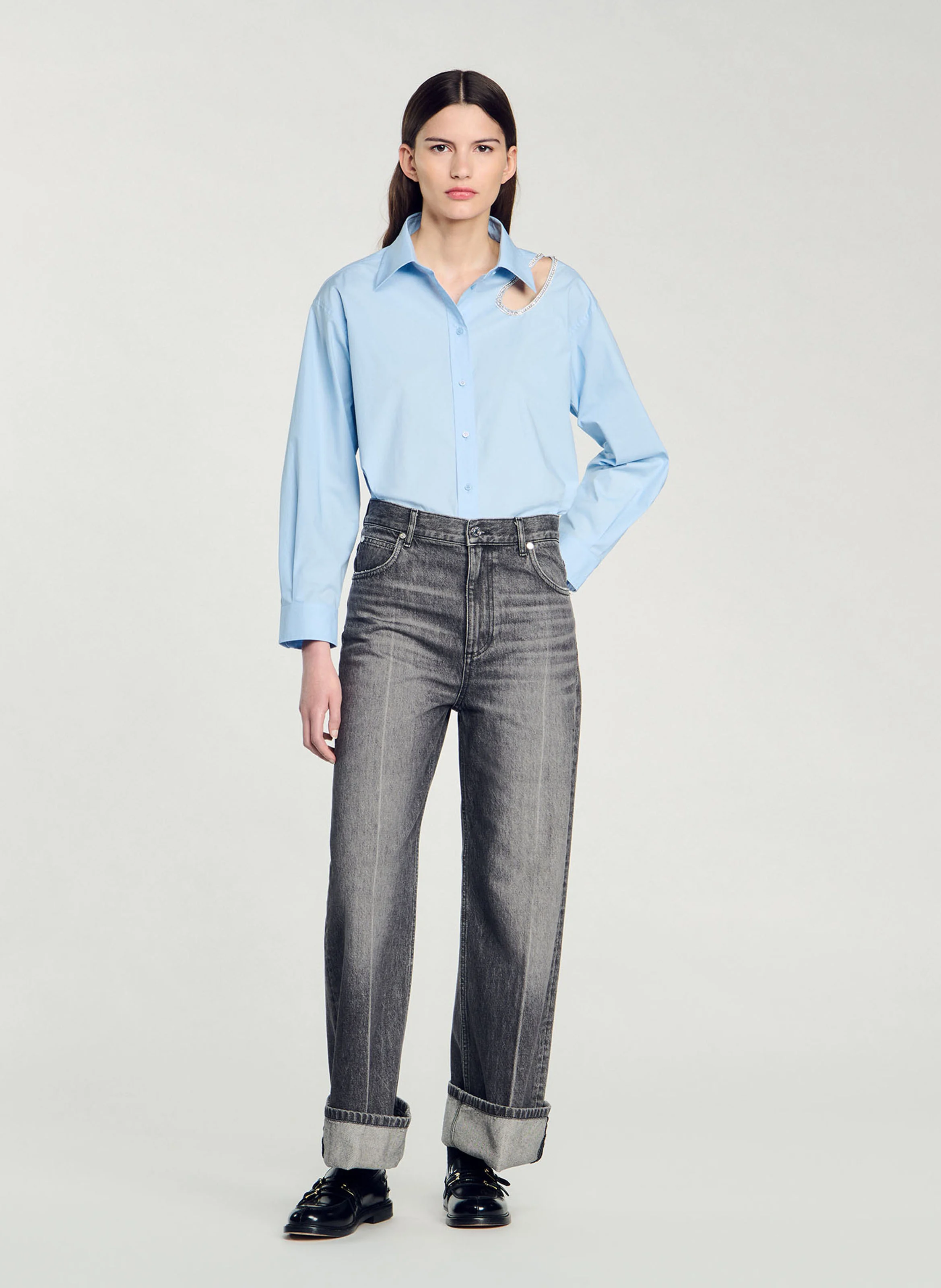 Chemise col classique en coton | Bleu