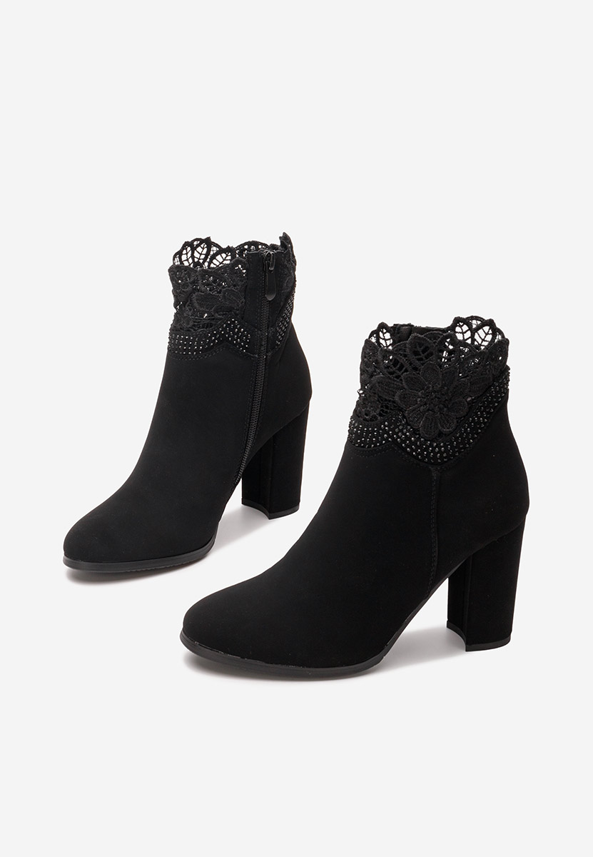 Bottines à gros talon noires Keylah