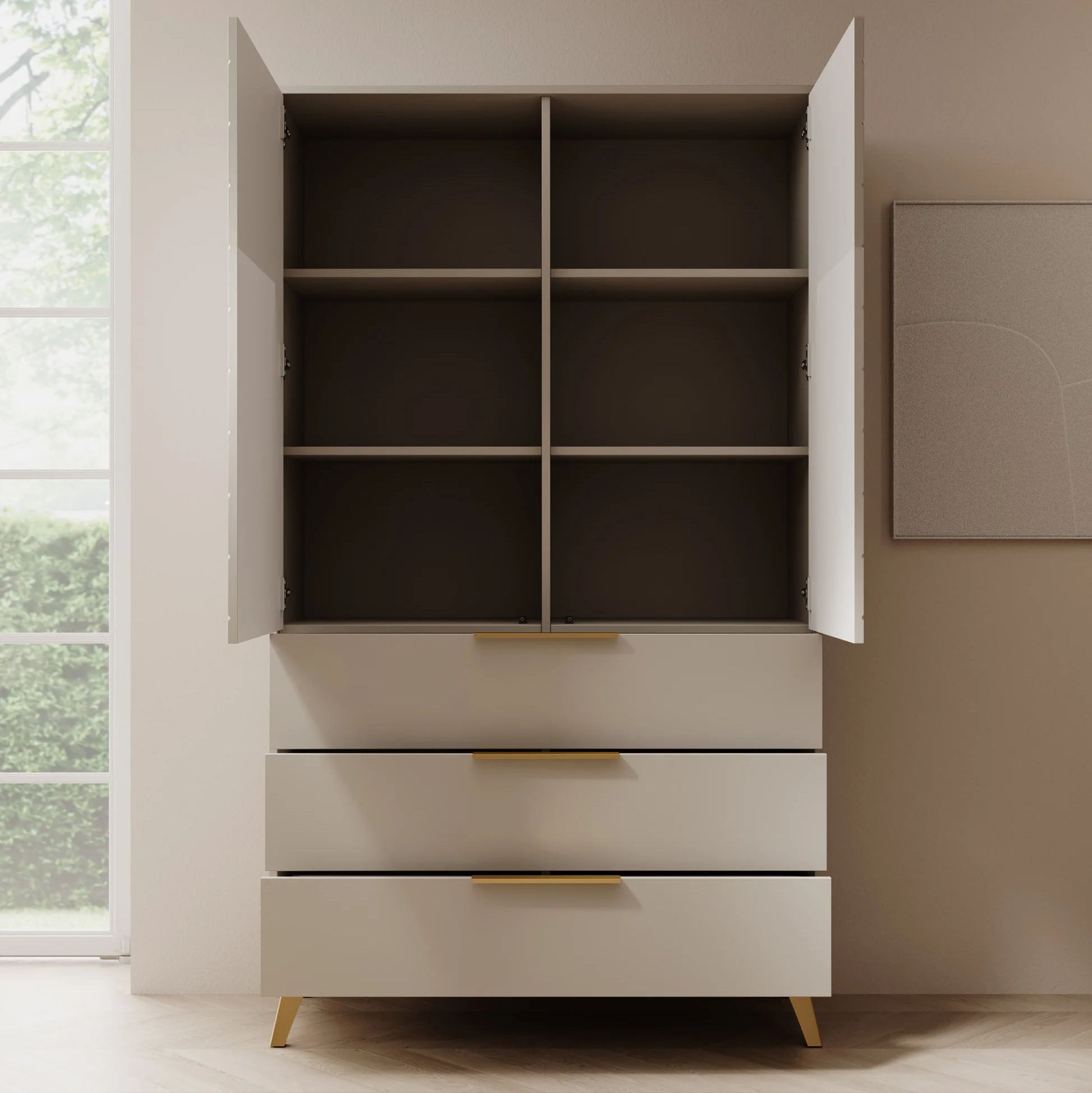 Xiano - Kledingkast 2-deurs - Beige - 104x40x180 cm