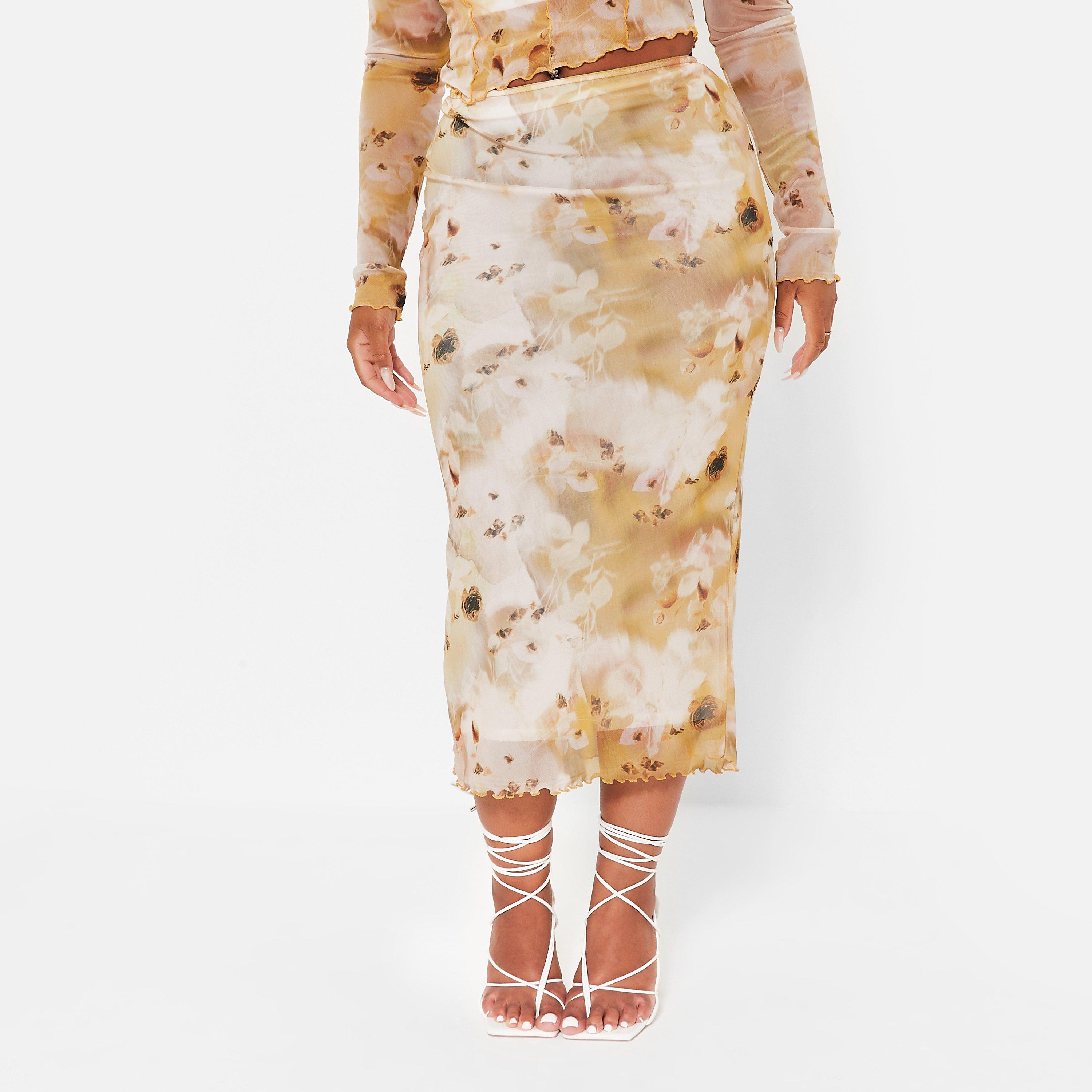 I Saw It First ISAWITFIRST Floral Print Mesh Midaxi Skirt Co Ord