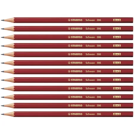 Bleistift - STABILO Schwan in rot - Härtegrad B - 12er Pack