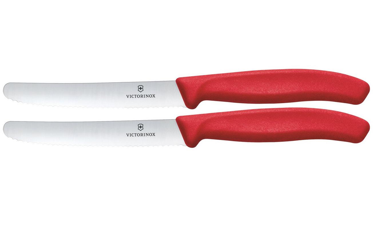 Victorinox Swiss Classic 6.7831.2C1 Tomato & Table Knife, Wavy, Red, set van 2 tomatenmessen