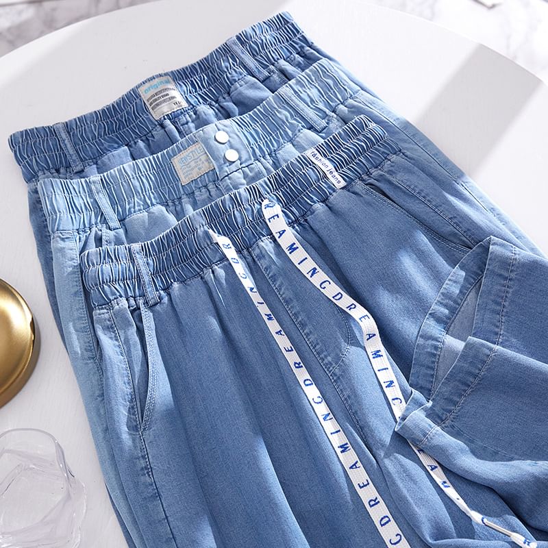 Eiffekee - High Rise Washed Wide Leg Jeans