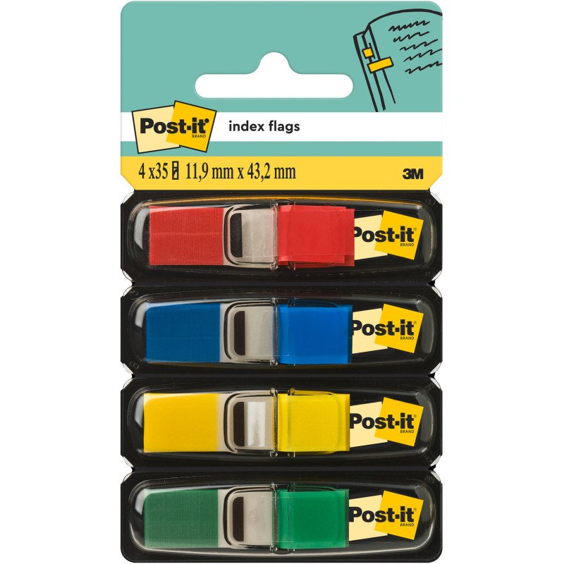 Marque-pages étroit couleurs classiques Post-It - distributeur de 140 feuilles