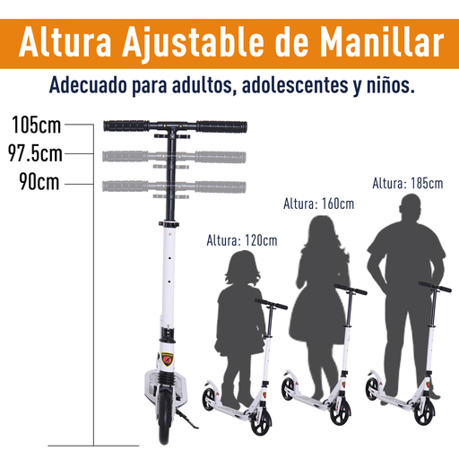 Patinete dobrável ajustável Homcom
