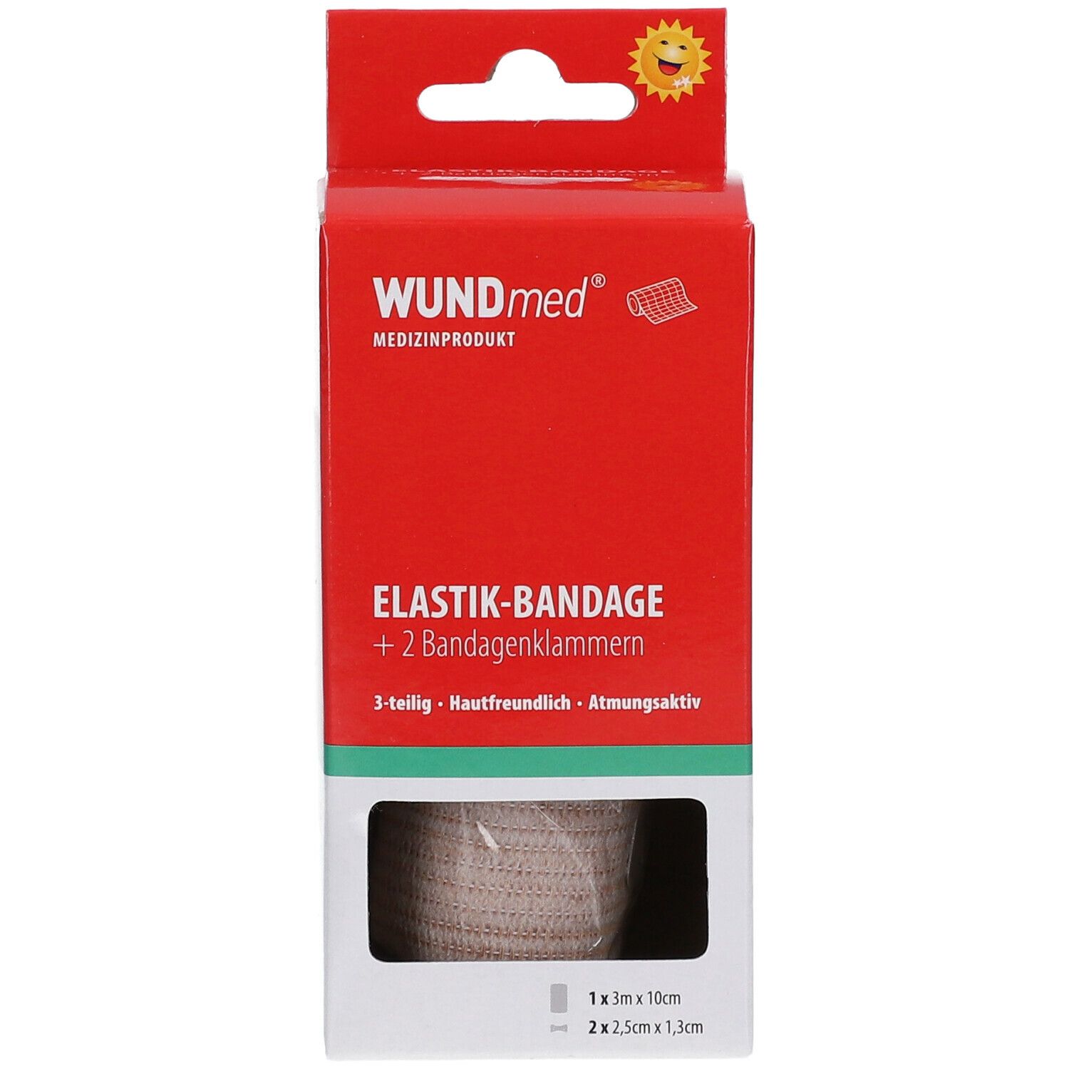 WUNDmed® Elastik-Bandage 10 cm x 3 m mit Bandageklammern