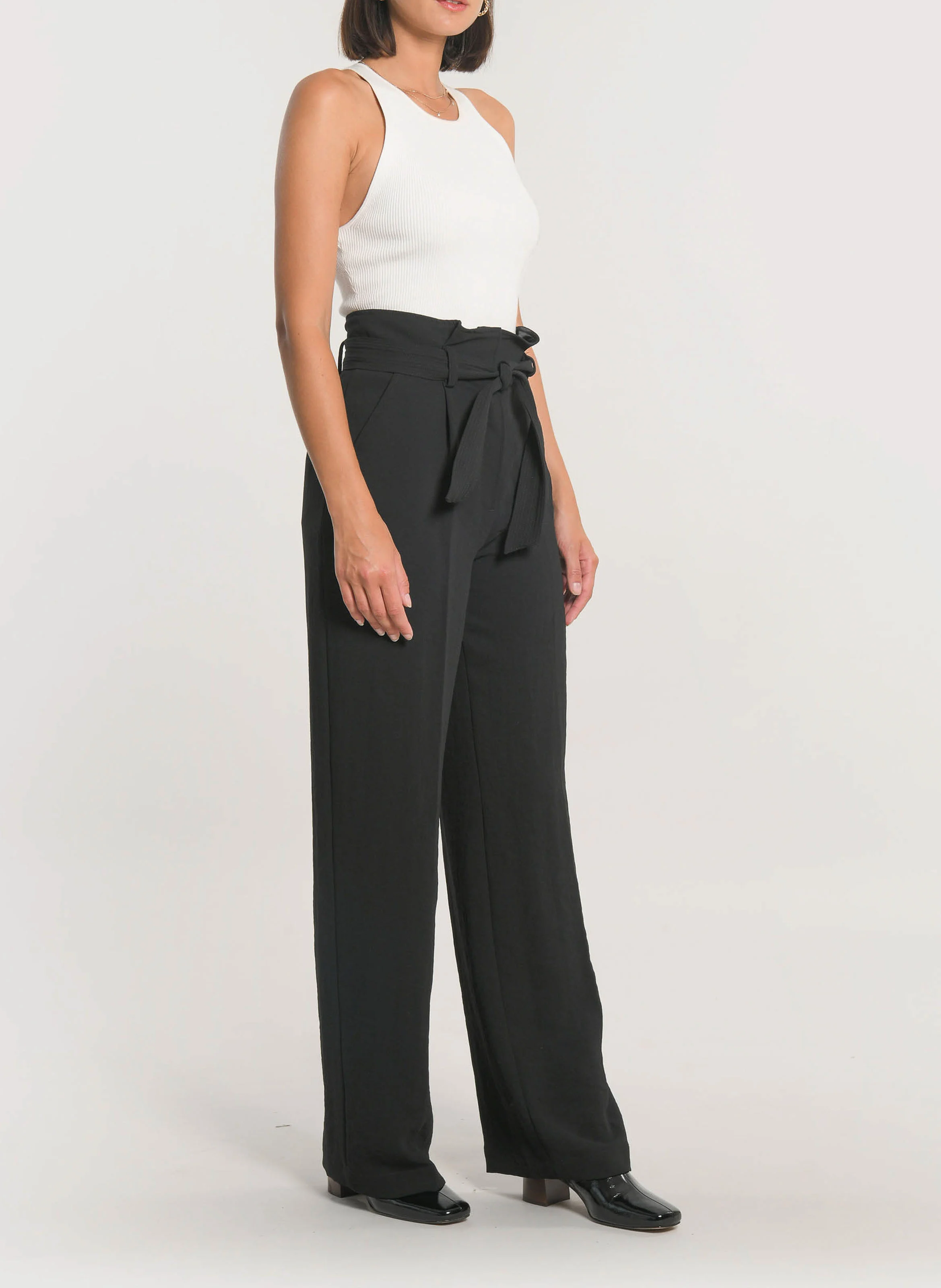 MIKA - Pantalon droit taille haute | Noir
