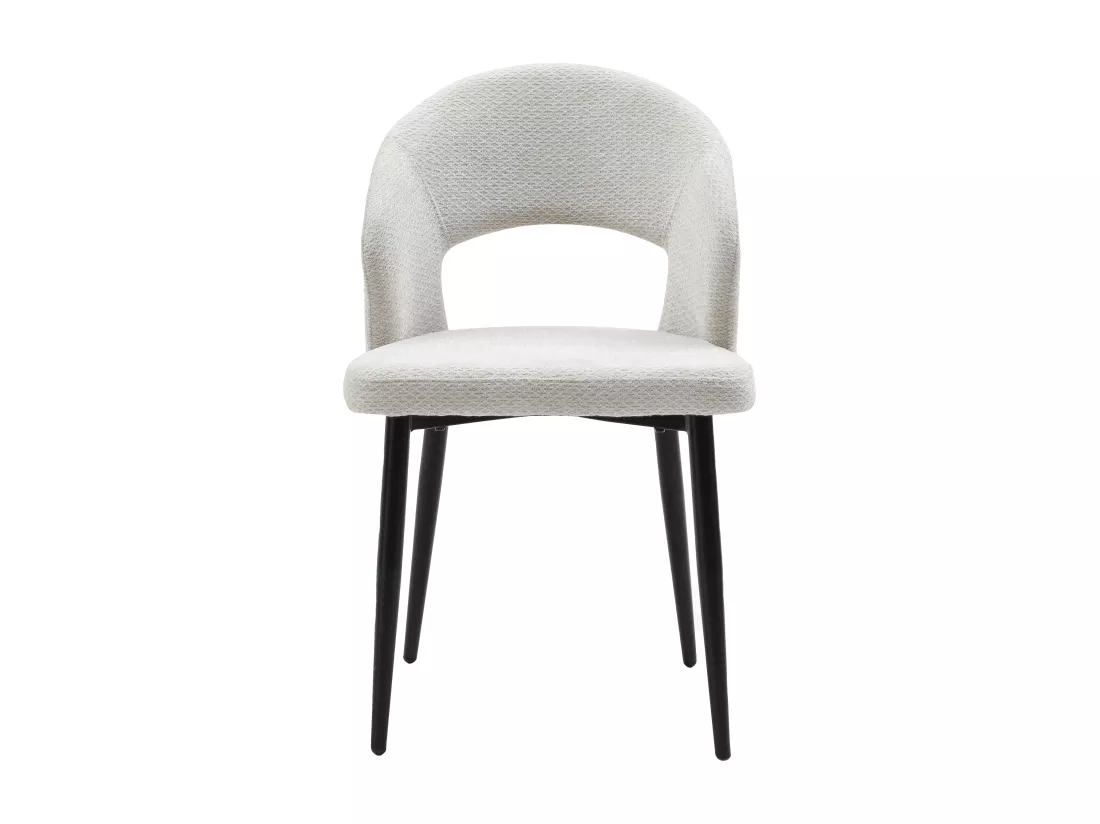 Lot de 6 chaises en tissu et métal noir - Gris - NIYAMA