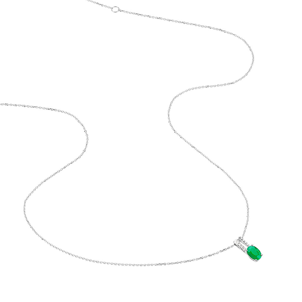 Collier Andrea Or Blanc Emeraude Et Diamant