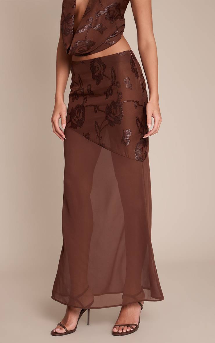 Chocolat Ensemble Maxi Taille Basse En Mousseline À Paillettes Florales
