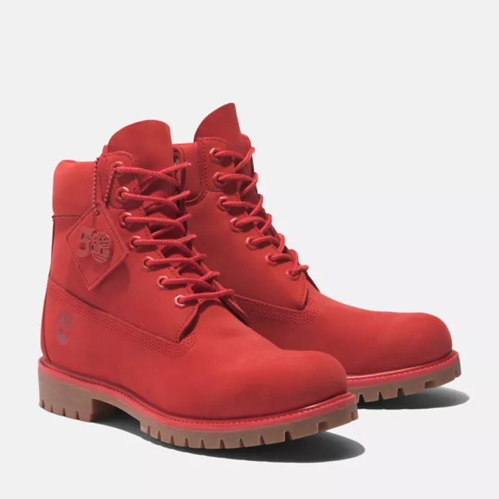 Timberland 50th Edition Premium 6-Inch Boot imperméables pour homme en rouge