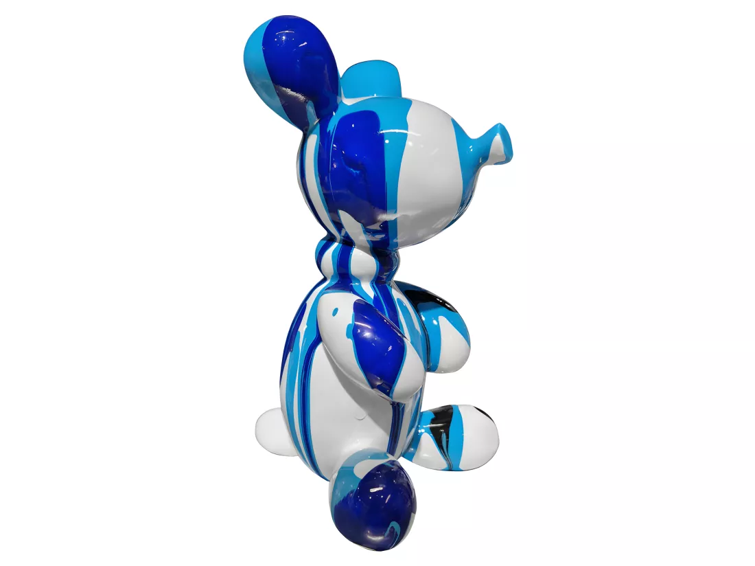 Statuette nounours balloon blanc noir et bleu H17 cm - LOTSO DRIPS 01