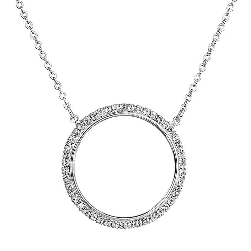 Collier orné de cristaux Swarovski avec pierre crystal Blanc en plaqué Or blanc et rhodié
