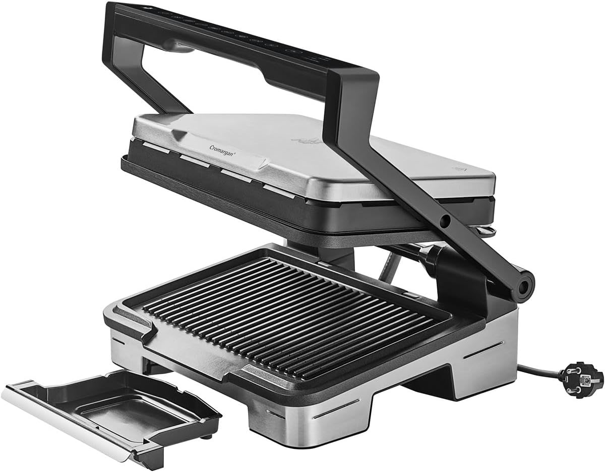 WMF Profi Plus Kontaktgrill Perfection, Elektrogrill 2000 W, 6 Programme, Sensor-Technologie, beschichtete Platten, Panini Grill, Edelstahl matt