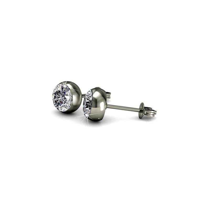 Boucles d'oreilles Moon - Argenté et Cristal