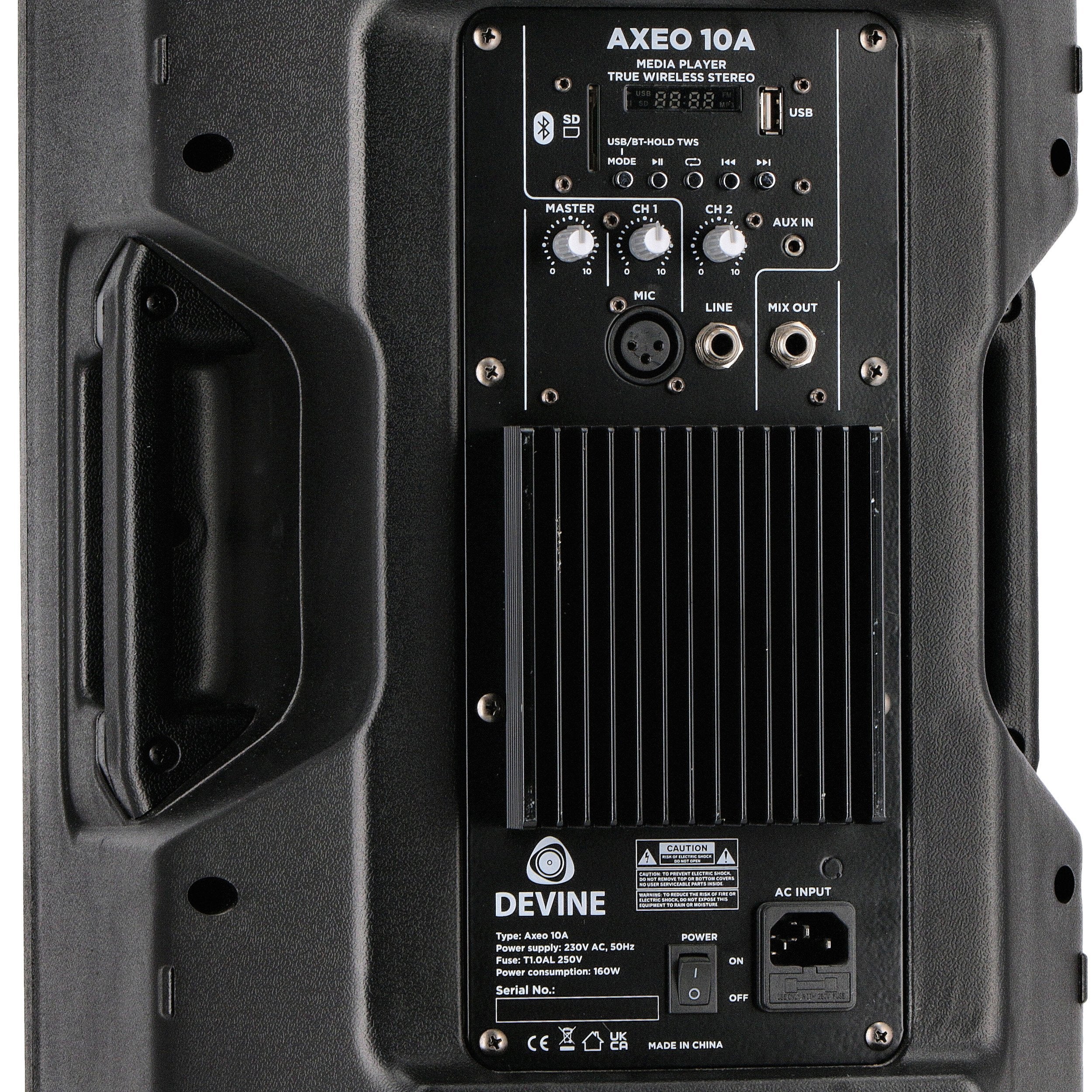 Devine Axeo 10A mobiele speaker-kit met draadloze microfoon en tassen/hoezen