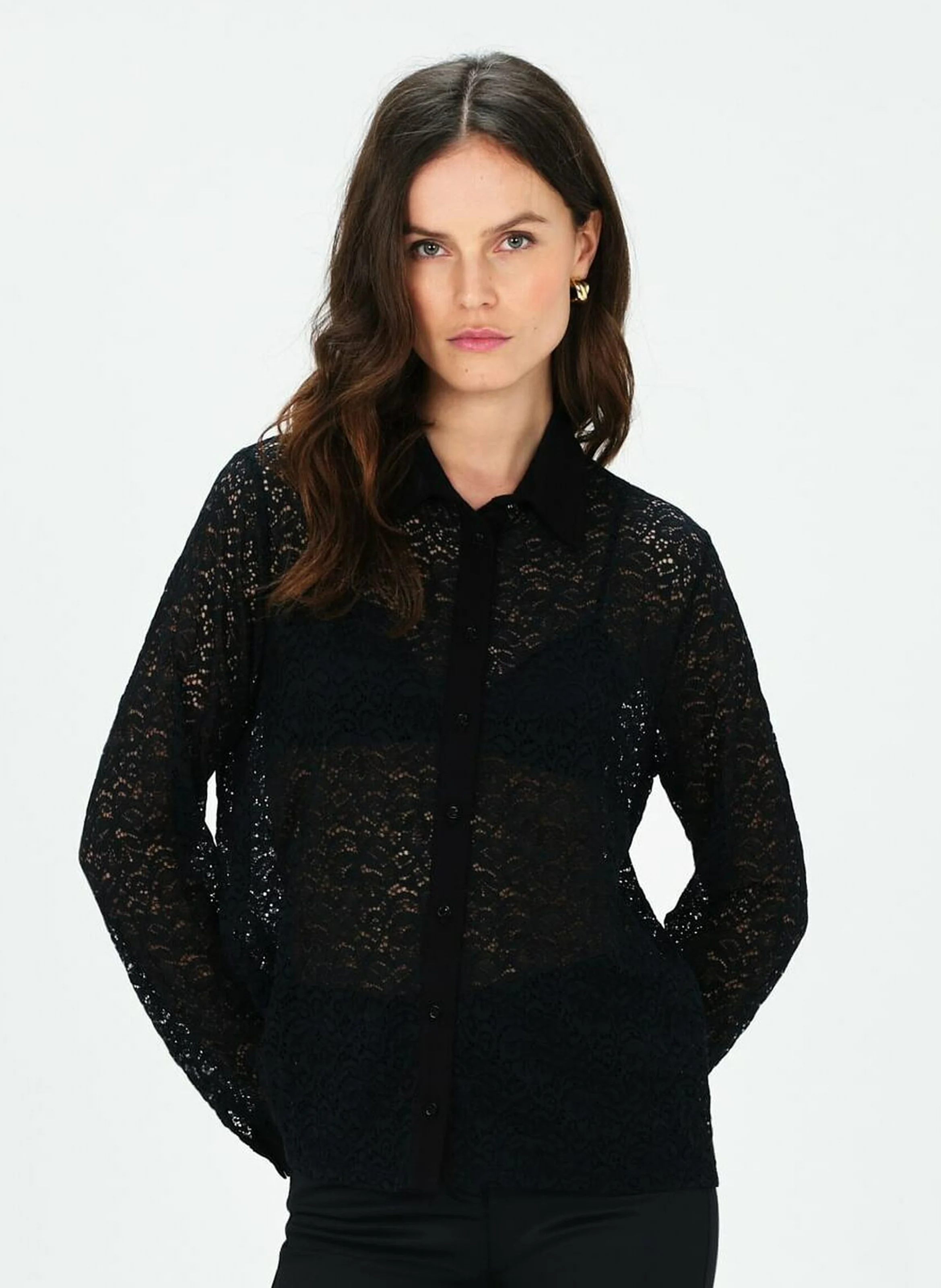 TURNER - Chemise col classique droite en coton | Noir