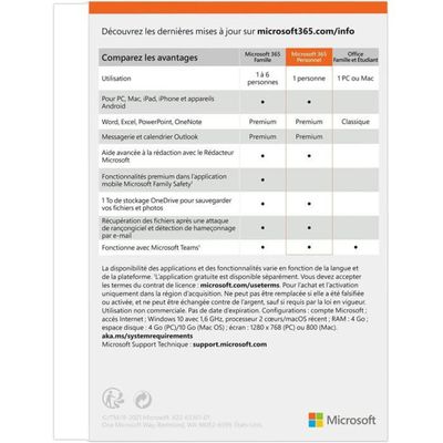 Microsoft 365 Personnel - Code d'activation envoyé par email valable pour 1 appareil pendant 1 an