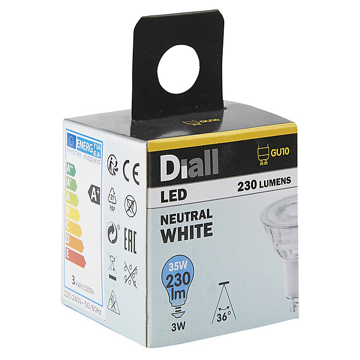 Ampoule LED GU10 spot Diall 3W=35W blanc neutre