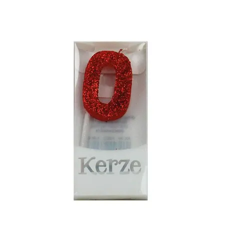 Trötsch Buchstabenkerze O, rot glitzer, 3x2x1cm