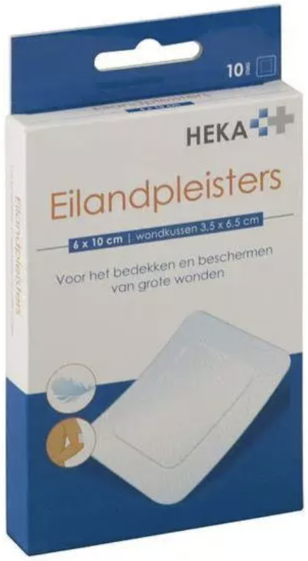 Hekaplast Eilandpleister border 6 cm x 10 cm steriel 10 stuks