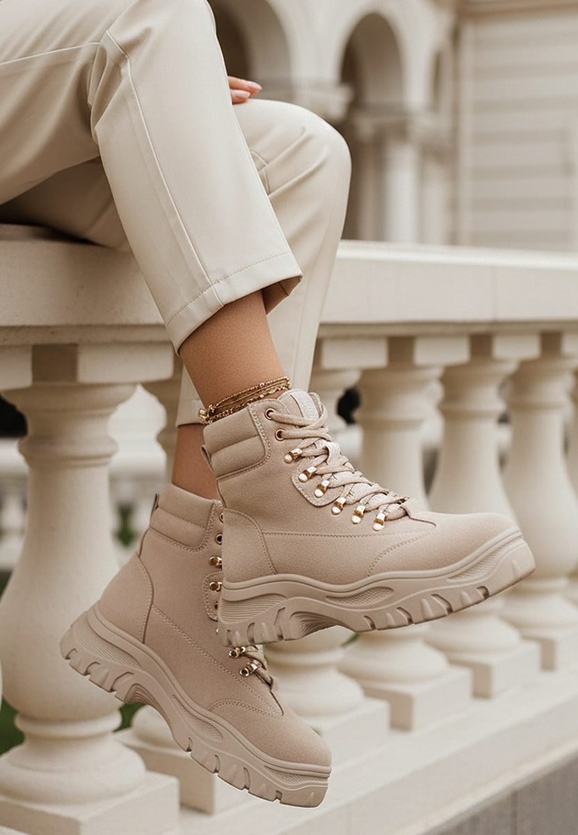 Bottines à lacets femme beige Onisa