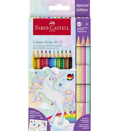 Faber-Castell Buntstifte - Dreieckig - Grip Unicorn - 10+3 Stk