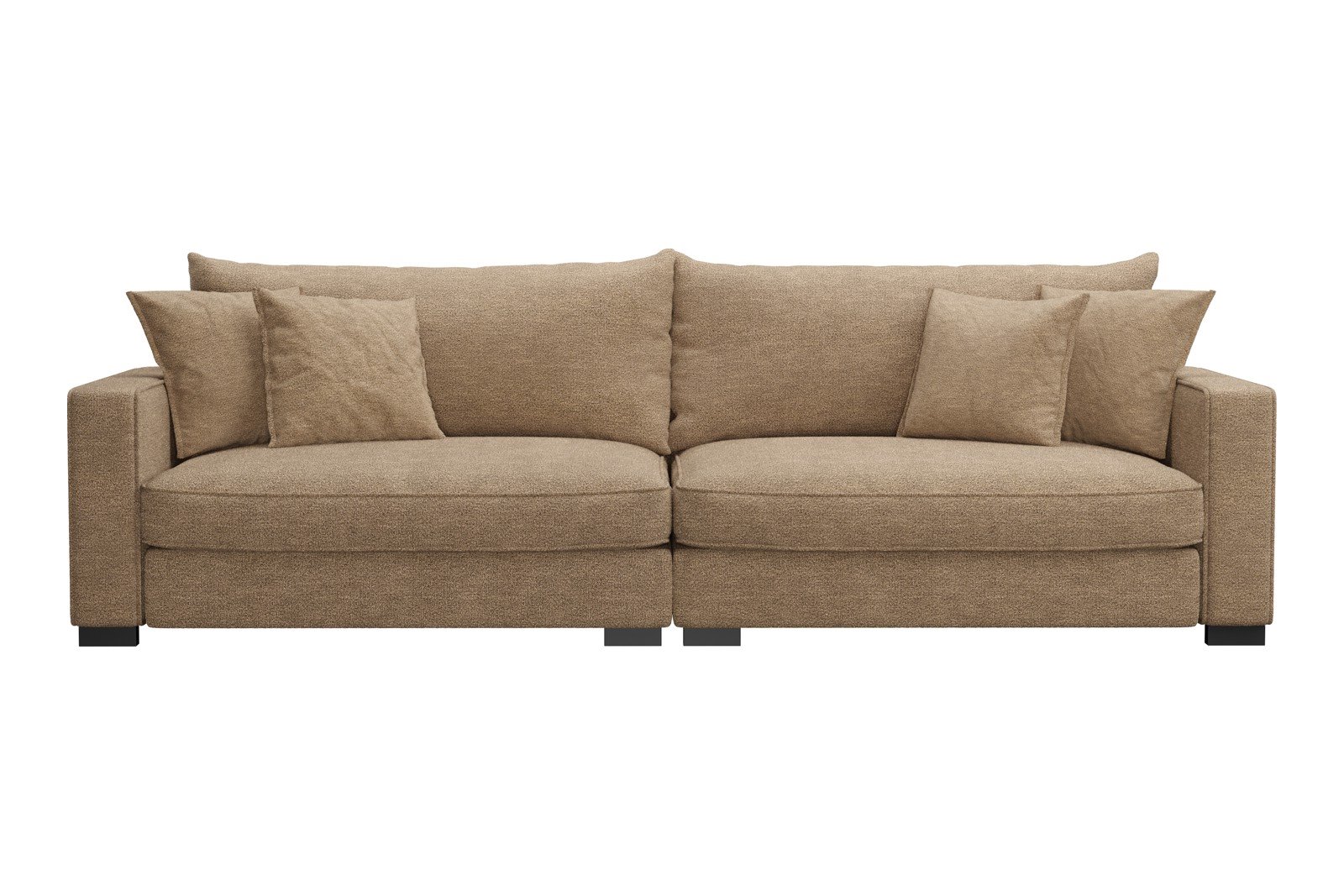 Rossi 4-seter sofa Tekstil Beatto 1012 Brown, arm B med sorte ben. Std. Komfort.