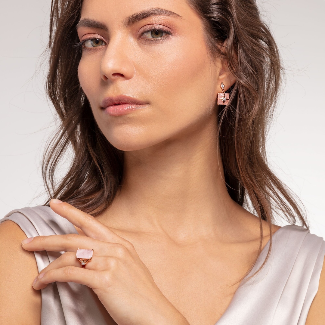 Thomas Sabo Sterling Silver Glam & Soul Damenring Stein Rosa Gross mit Stern